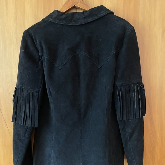 Fringed Black Leather Jacket - Picture 4 of 6